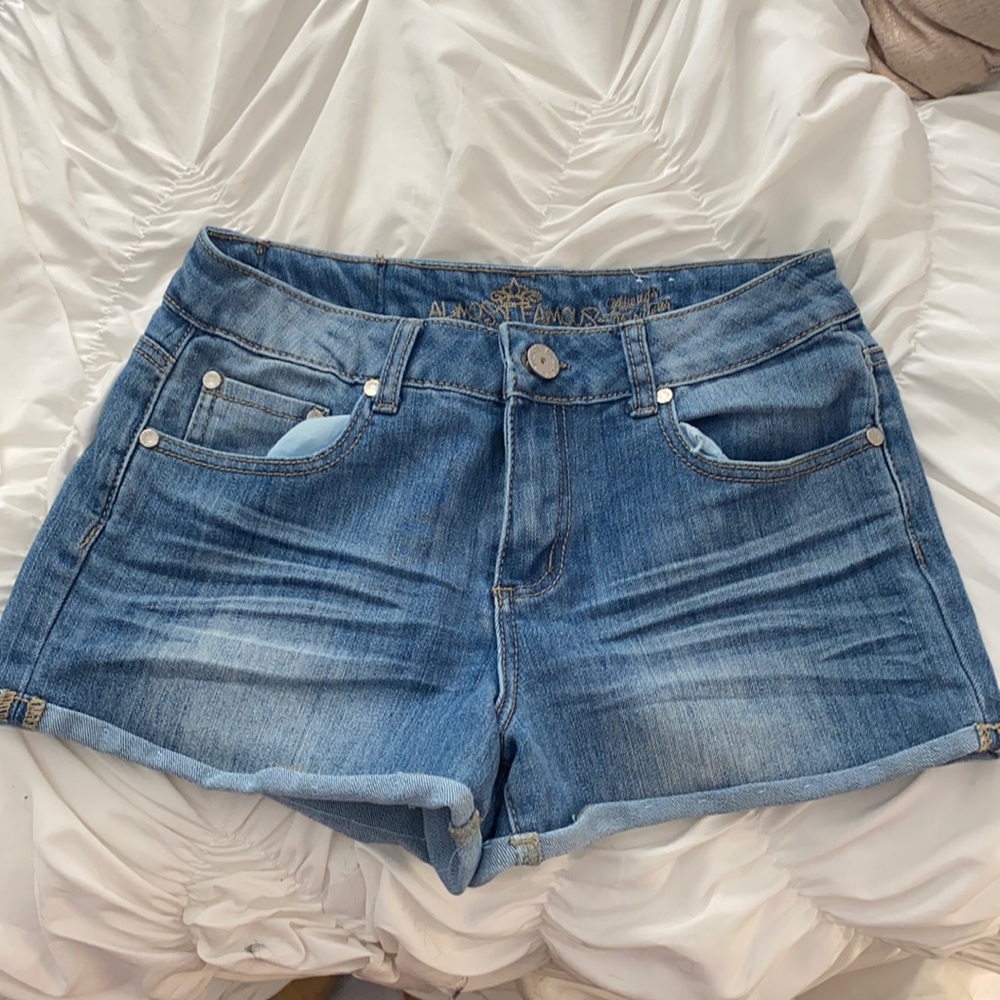 Light wash denim jean shorts